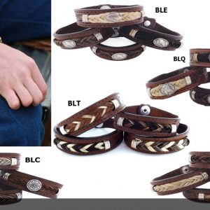 Leather Horsehair Bracelet w/Snap Closure